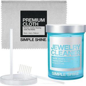 Complete Jewelry Cleaning Kit Polishing w/Cloth,Brush & Jewelry Cleaner Solution